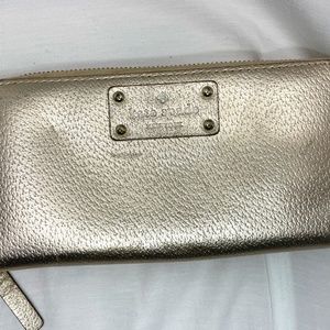 Kate Spade rose, gold, leather zippy wallet